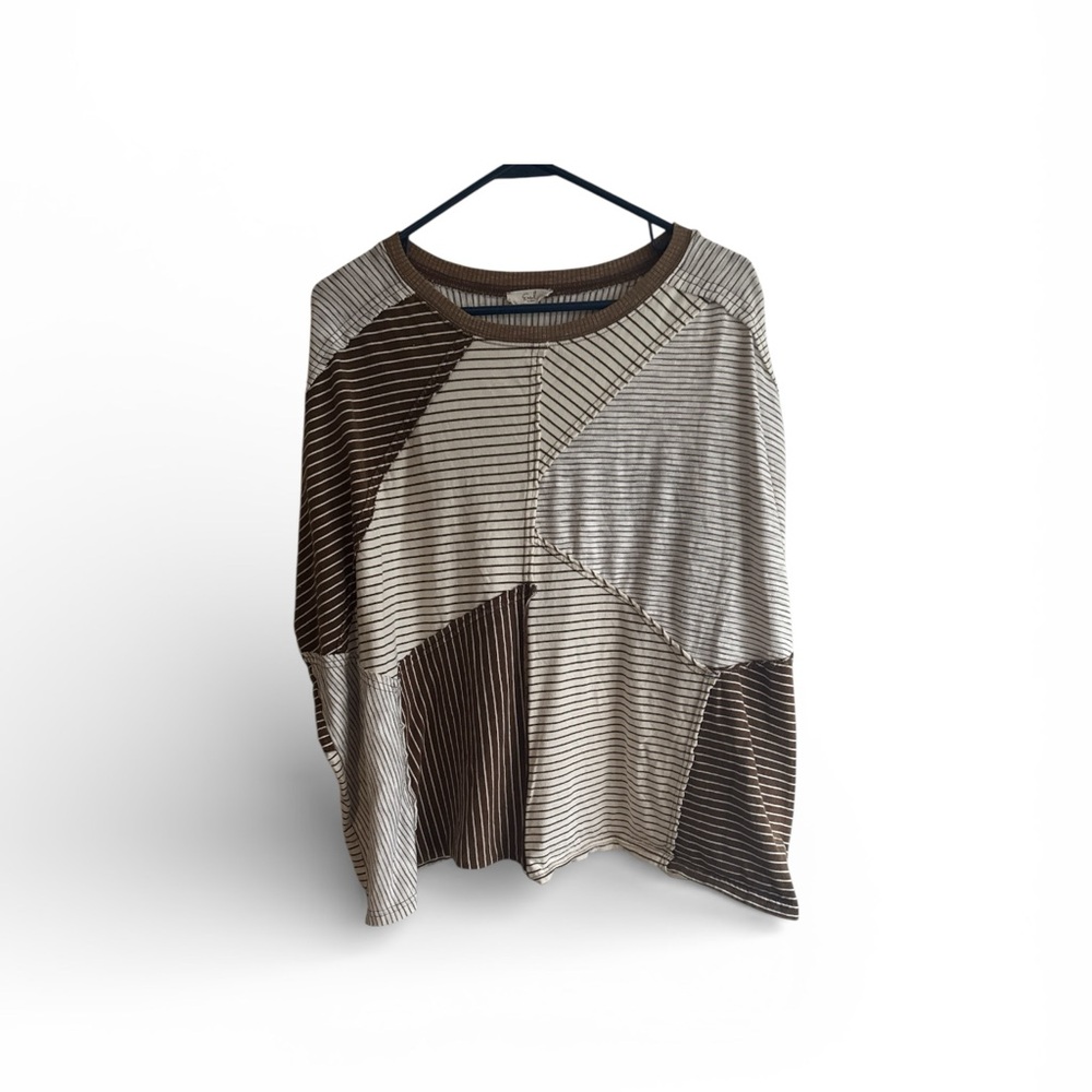 EASEL size S!! Striped Patchwork 100% cotton top!